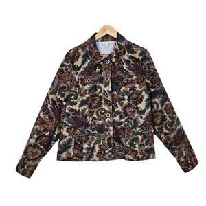 Appleseeds Jacket sz L Multicolor Paisley Floral Button Front Pockets